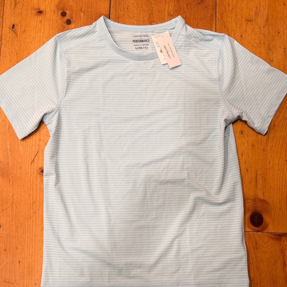 Crewcuts Other - Short sleeve J.Crew Crewcuts vintage sky blue Striped Performance Tee kids 10/12